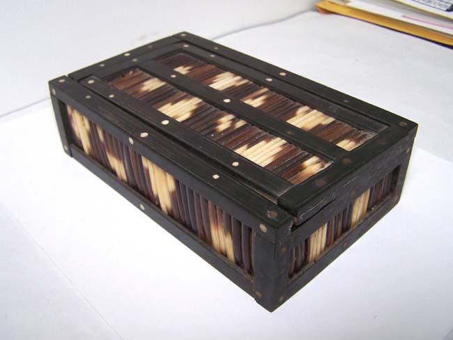 A set of 19th century Bone and Ebony Dominoes in a Porcupine Quill and Ebony Box circa 1875 — image 3
